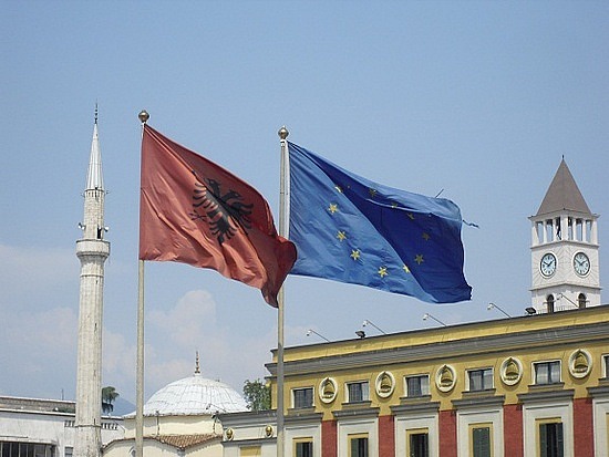 Albania and EU Flags, Tirana
