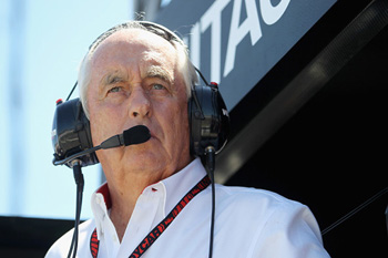 SONOMA, CA - AUGUST 23: Team owner Roger Penske watches from pit road during the Verizon IndyCar Series GoPro Grand Prix of Sonoma practice at Sonoma Raceway on August 23, 2014 in Sonoma, California. (Photo by Todd Warshaw/Getty Images)
